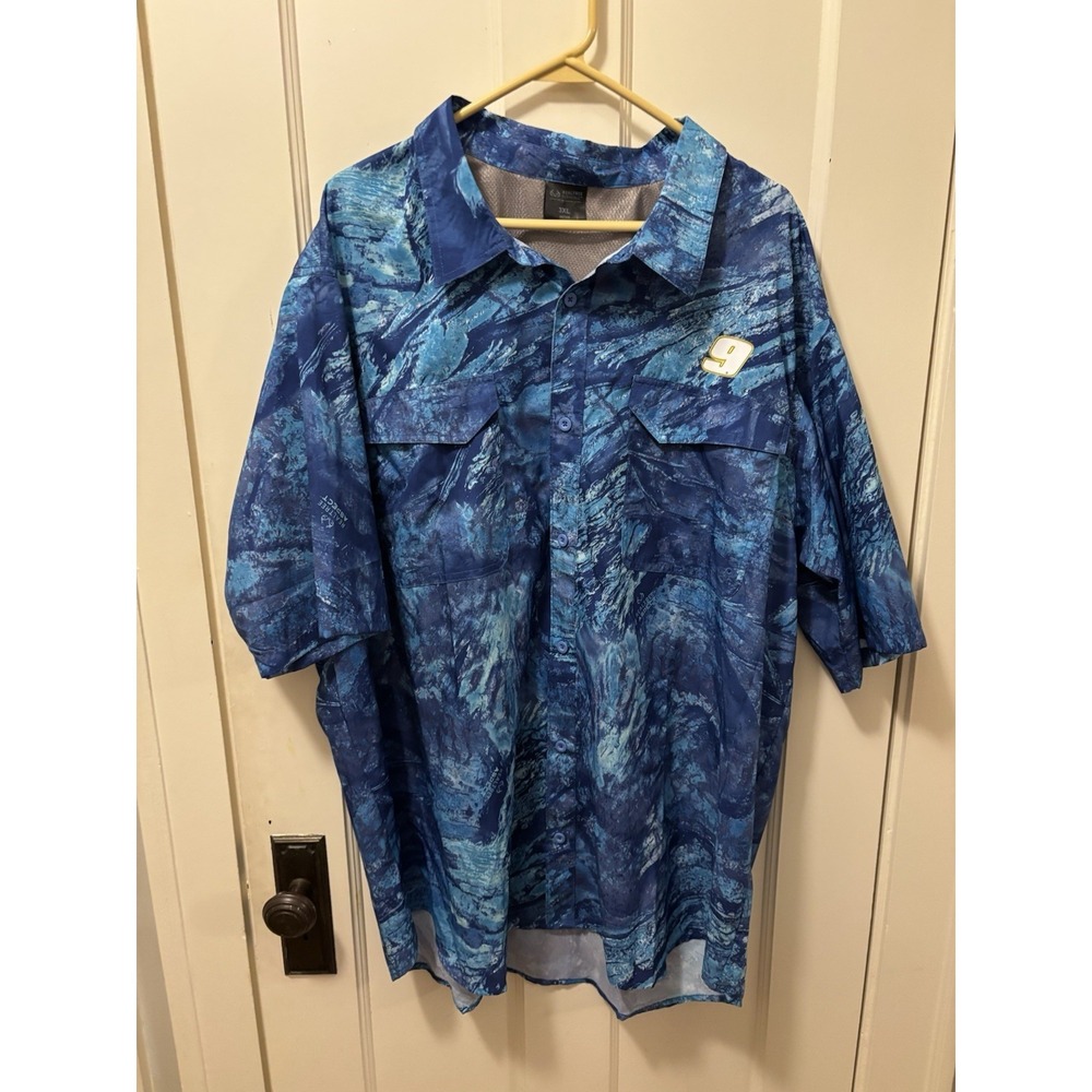 Chase Elliot 9 Realtree Fishing Shirt Men's Size 3XL Blue Camo Button Up Vented